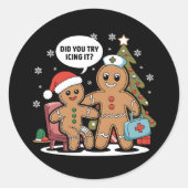 Sticker Rond L'Infirmière De Noël Gingerbread Homme Avez-Vous E (Devant)