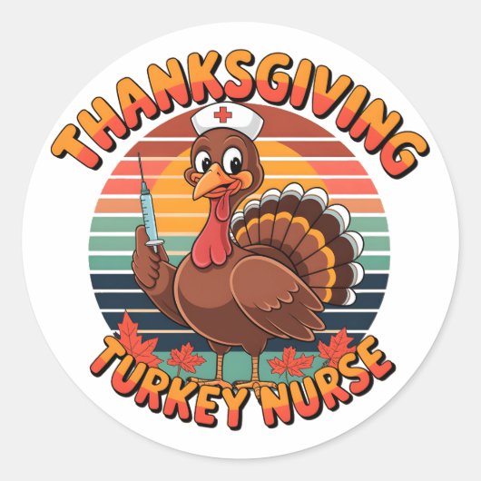Sticker Rond L'infirmière turque de Thanksgiving (Devant)