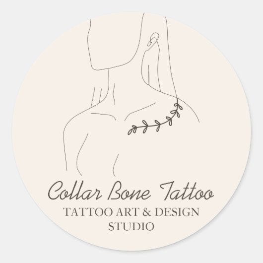 Sticker Rond Linge d'ivoire Couleur Coller Bone Salon tatouage (Devant)