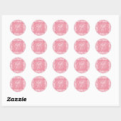 Sticker Rond Linge rose et blanc en dentelle florale (Feuille)