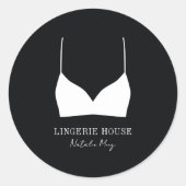 Sticker Rond Lingerie Boutique Logo noir blanc (Devant)