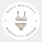Sticker Rond Lingerie Fête des mariées Merci Favoriser (Devant)