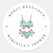 Sticker Rond Lingerie Fête des mariées Merci Favoriser (Devant)