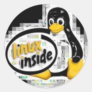 Sticker Rond LINUX INSIDE Tux Linux Penguin Logo