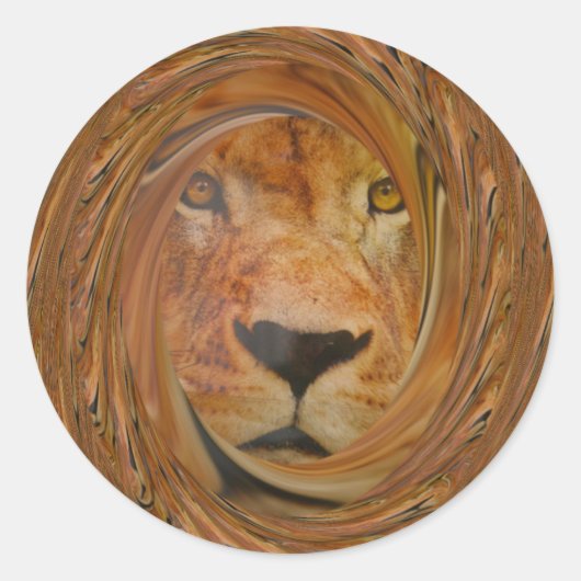 Sticker Rond Lion Abstrait Safari Art (Devant)