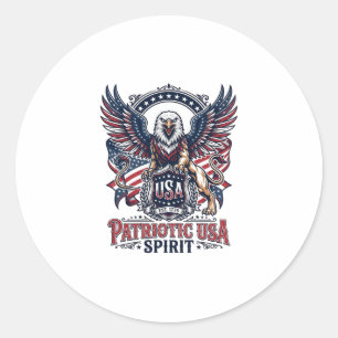 Sticker Rond Lion Aigle Patriotique Hybride Animal Gardien Patr