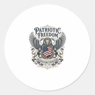 Sticker Rond Lion Aigle Patriotique Hybride Animal Gardien Patr