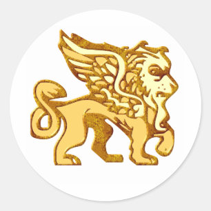 Sticker Rond Lion ailé