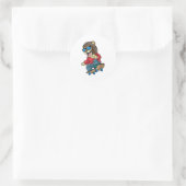 Sticker Rond Lion as skater with skateboard (Sac)