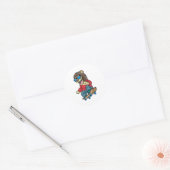 Sticker Rond Lion as skater with skateboard (Enveloppe)