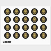 Sticker Rond Lion Avec Couronne - Style Or 3 (Feuille)