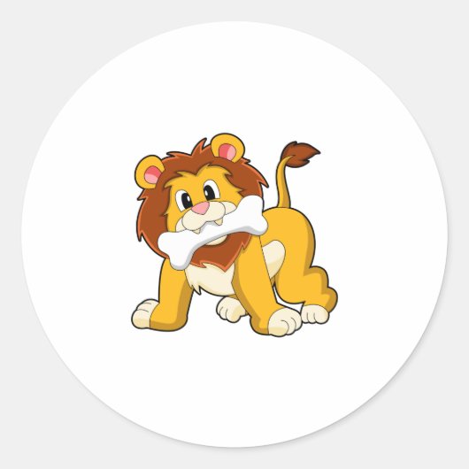 Sticker Rond Lion avec os (Devant)