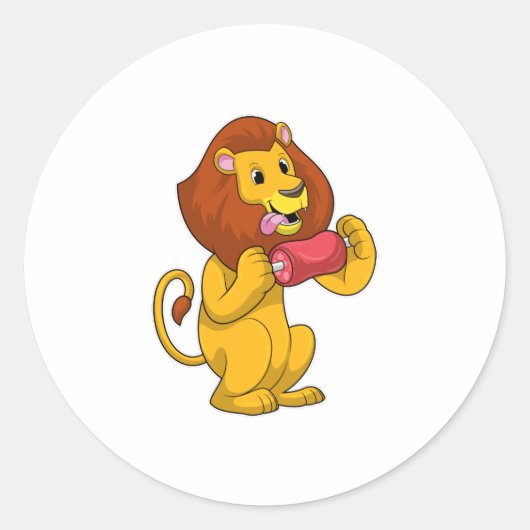 Sticker Rond Lion avec viande (Devant)