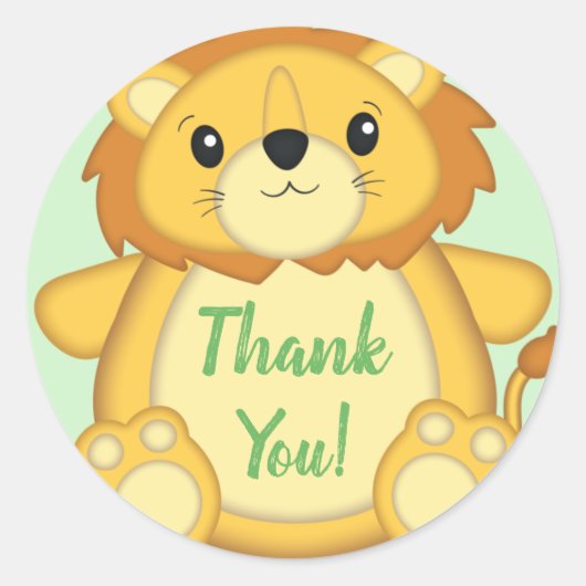 Sticker Rond Lion Baby shower Safari (Devant)
