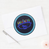 Sticker Rond Lion bleu Menorah (Enveloppe)