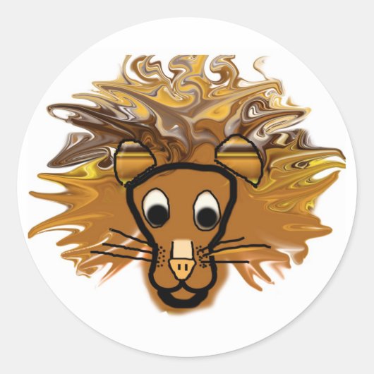 Sticker Rond Lion caricature (Devant)