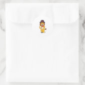Sticker Rond Lion comme Gentleman avec Casquette (Sac)
