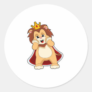 Sticker Rond Lion comme roi avec Couronne.PNG