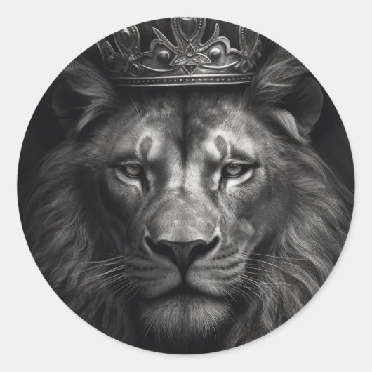 Sticker Rond Lion de Couronne du roi Majestic (Devant)