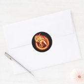 Sticker Rond Lion de feu (Enveloppe)