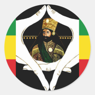 Sticker Rond Lion de Juda Jah Armée Haile Selassie Rasta Patch