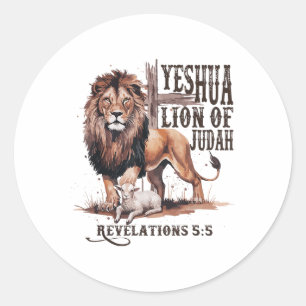 Sticker Rond Lion De Juda Yeshua Jésus Bible Christi Religieux