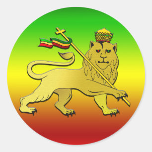 Sticker Rond Lion de Judah - lion de reggae de Rasta