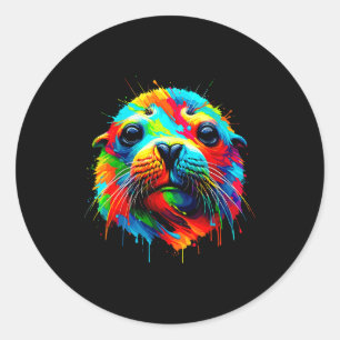 Sticker Rond Lion de mer phoque 