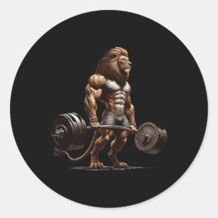 Sticker Rond Lion DeadLevant Gymnase Humour Poids Fitness