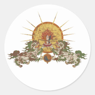 Sticker Rond Lion des neiges tibétain