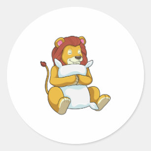 Sticker Rond Lion dormant avec Coussin