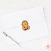 Sticker Rond Lion En Citrouille Orange Koalas Lion Halloween (Enveloppe)