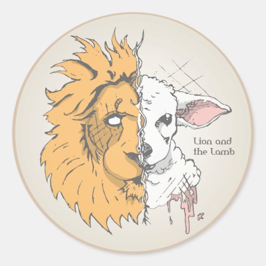 Sticker Rond Lion et agneau (Devant)