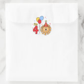 Sticker Rond Lion Face 4e anniversaire (Sac)