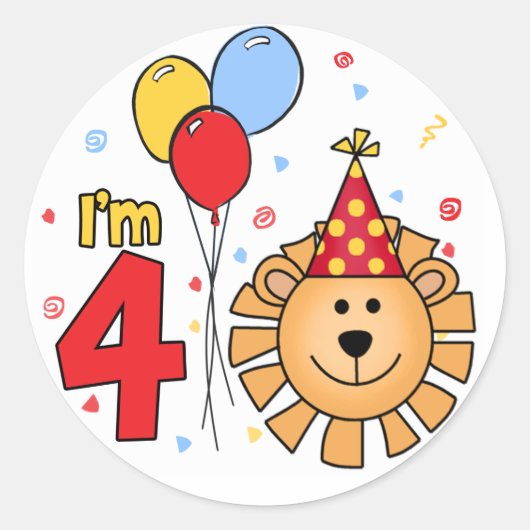 Sticker Rond Lion Face 4e anniversaire (Devant)