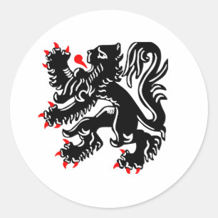 Sticker Rond Lion flamand