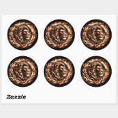 Sticker Rond Lion flamboyant en anneau d'astrologie des flammes (Feuille)