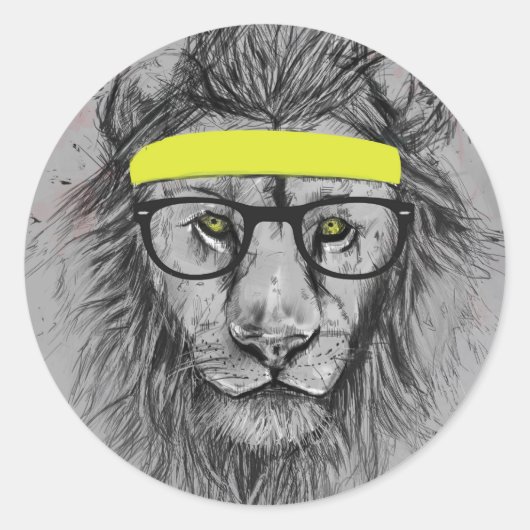 Sticker Rond lion huppé (Devant)