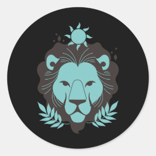 Sticker Rond Lion Leo Halloween Zodiaque Horoscope Astrologie