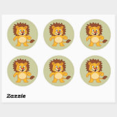 Sticker Rond Lion mignon (Feuille)