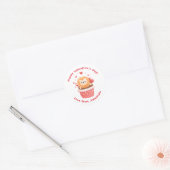 Sticker Rond Lion mignon à Cupcake Custom Kids Saint-Valentin (Enveloppe)