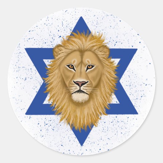 Sticker Rond Lion moderne de Juda. Étoile de David (Devant)