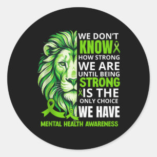 Sticker Rond Lion Motivation vert Ruban santé mentale Aware