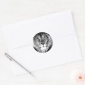 Sticker Rond Lion noir et blanc (Enveloppe)