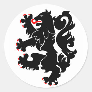 Sticker Rond Lion noir néerlandais