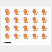 Sticker Rond Lion orange mignon (Feuille)