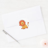 Sticker Rond Lion orange mignon (Enveloppe)