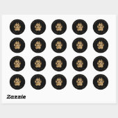Sticker Rond Lion Pawprint Bachelorette Black Gold ID1148 (Feuille)