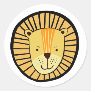 Sticker Rond Lion pour enfants Animal de la jungle