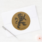 Sticker Rond Lion rampant noir et fleur de Lis (Enveloppe)